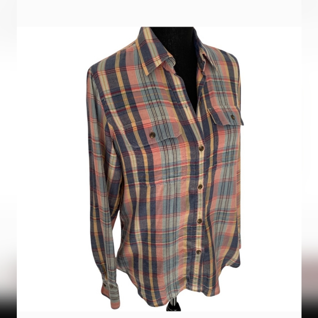 Chaps Plaid Button Down Shirt Sz M